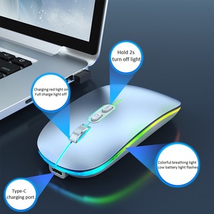 Mouse ergonomik Mini 3D tipe C, kelas atas sangat tipis 2.4Ghz optikal RGB model ganda nirkabel BT senyap dapat diisi ulang - Product Image 4