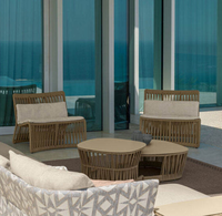 Fauteuil d'appoint en corde tressée style nordique, canapé lounge individuel avec table d'appoint, pour balcon, hôtel et maison de vacances