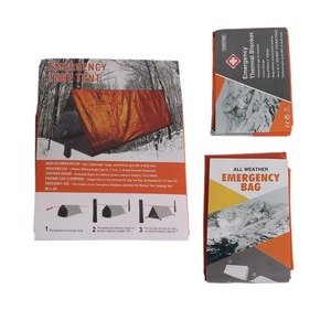 Ensemble de tente et sac de couchage d'urgence orange et argenté, imperméable, pour survie en extérieur, 1 personne - Product Image 4
