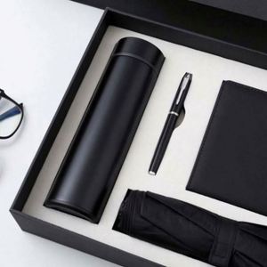Set de Regalo Empresarial de Alta Gama, 4 Piezas, Taza Aislante Azul, Paraguas, Traje con Bordado de Logotipo Personalizado, Diseño de Trigo en Nailon y Metal - Product Image 3