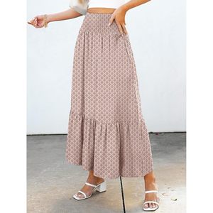 FOXA Falda larga floral estilo bohemio para mujer, falda de playa fluida con cintura alta y bolsillos para vacaciones, ropa de verano - Product Image 3