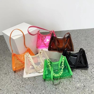 Wholesale Customized Fashion Transparent Fashion Acrylic Chain Shoulder Women Crossbody Clutch Bag Handbag <strong>Candy</strong> Pvc Ladys Bags - Product Image 1