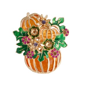 Regalos Navideños Europeos y Americanos, Accesorios de Ropa para Mujer, Broche de Calabaza con Pedrería para Halloween - Product Image 2