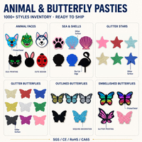 Vente en gros de cache-tétons jetables à paillettes, pétales de poitrine, formes papillon, étoile, animal pour festivals, soirées rave, personnalisables OEM ODM