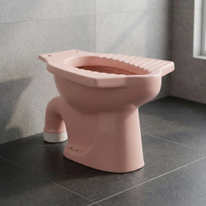 Inodoro de cerámica de una pieza, rústico, rosa, con cisterna EWC, salida S-Trap, para agua fría y caliente, montado en el suelo, con descarga dual y tapa de cierre suave. - Product Image 1