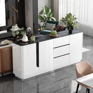 Hiện đại cao bóng trắng và đen với kính cường lực hàng đầu hiện đại sang trọng gỗ Tủ rượu tự chọn - Product Image 3