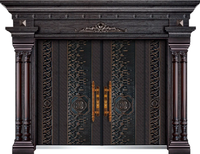 Portes doubles en métal pour l'extérieur, portes d'entrée principales en acier pour villa, designs avec cadre noir