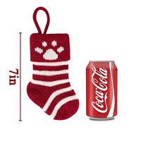 Nouvelle vente en gros : Chaussette de Noël tricotée de 7 pouces pour animaux de compagnie, motif patte de chien ou de chat, sac cadeau suspendu pour les fêtes, décoration d'arbre de Noël