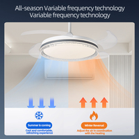 Ventilateur de plafond LED au design moderne avec télécommande, 4 pales invisibles, simple, à intensité variable, DC, pour la maison et le bureau