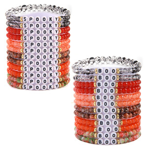 Halloween <b>Beaded</b> <b>Bracelet</b> Set Glass Letter BOO 24 Piece Women Jewelry Spring 2024 Yiwu Origin - Product Image 5