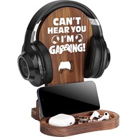 Support de casque de jeu en bois pour écouteurs supra-auriculaires - Base d'accessoire sans fil moderne et durable pour table