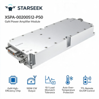 STARSEEK Amplificateur de puissance GaN robuste à large bande 30-512 MHz 100 W CW 50 dBm Gain 28 V Montage par vis pour RF embarqué