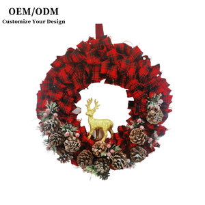 Tùy Chỉnh Màu Hồng Giáng Sinh Vòng Hoa Với Nhà Thu Nhỏ Và Cây Cho Tự Làm Treo Đảng Kỳ Nghỉ Trang Trí - Product Image 6