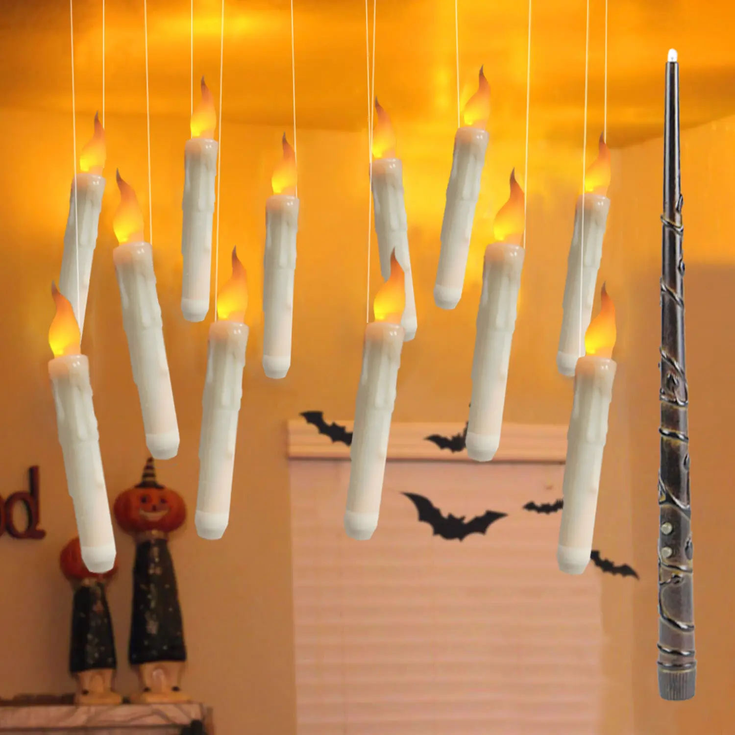 Hot Sale Halloween schwimmende Kerzen mit Zauberstab Remote Halloween Party Dekoration schwebende Kerzen lampe