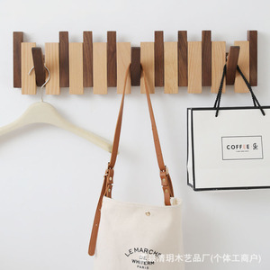 Wooden Wall Mounted Coat Rack With Foldable <b>Hooks</b> For Home Storage And Clothing Organization - Product Image 3