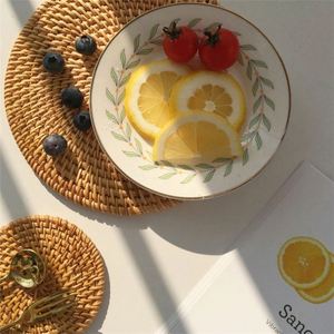 Sets de table tressés Hyancith, petits, ronds, en <span class=keywords><strong>jacinthe</strong></span> d'eau, 30 cm, <span class=keywords><strong>bleu</strong></span>, style bohème, en toile de jute tressée, pour la cuisine - Product Image 4