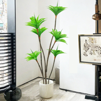 Plante artificielle réaliste à têtes multiples, type Nénuphar, en pot, fausse plante tropicale sur pied, feuillage en pot noir, style bonsaï