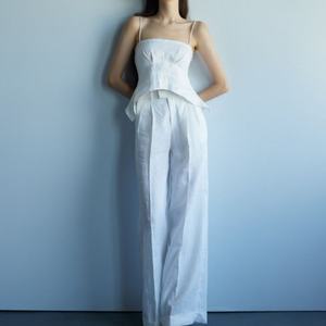 Conjuntos de Lino OEM para Mujer, 2 Piezas, Blusa de Lino Elegante con Hombros Descubiertos, Atuendo Femenino - Product Image 3