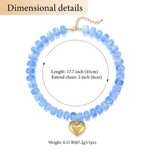 Collana Artigianale con Ciondolo a Cuore <span class=keywords><strong>in</strong></span> Perline di <span class=keywords><strong>Resina</strong></span> Acrilica Colorata, Gioiello alla Moda per Donne - Product Image 4
