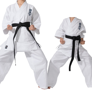 Uniforme de Karate Blanco para Adultos con Cinturón Negro, Traje de Artes Marciales de Algodón Grueso - Product Image 1