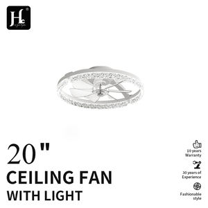 Modern black acrylic 20 inch LED <b>light</b> with <b>remote</b> <b>control</b> <b>ceiling</b> fan, 5-blade AC motor suitable for bedrooms - Product Image 2