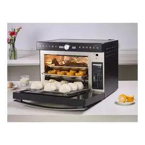 Oven pemanggang roti 3 lapis layar LED listrik digital 26L untuk Pizza dengan penggorengan udara meja rumah tangga menggunakan 2000w pabrikan OVEN