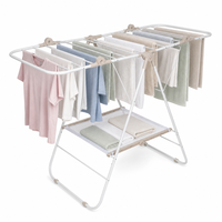 Séchoir à linge autoportant pliable en métal antirouille Dreamland avec étagère en maille, gain de place, en stock