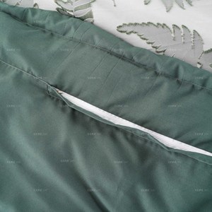 Bajo MOQ OEM 100% poliéster Natural lujo verde Jacquard recortado hoja patrón edredón conjunto con diseño de borde - Product Image 4