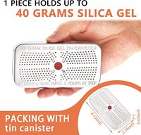Déshumidificateur écologique rechargeable en gel de silice, 40 grammes, orange, avec boîte en étain