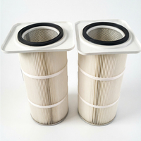 Cartouche filtrante à air de remplacement pour collecteur de poussière, en papier cellulose, à bride carrée, avec pince de fixation, pour applications industrielles de soudage et découpe