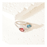 Bague de luxe en argent 925 pour femmes avec pierres jumelles Design unique avec topaze bleue naturelle grenat pierre précieuse diamant taille poire pour les mariages