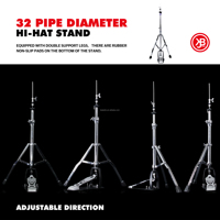 Beatello Adjustable Durable 32MM Support Drum Cymbal Stand Hardware 4-Piece Set for Professional Percussion