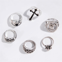 Punk Style 6 pièces/ensemble anneau d'oeil bijoux de mode anneaux croisés exagérés pour hommes