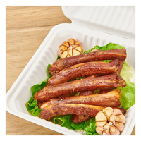 Boîte à clapet biodégradable jetable en bagasse de canne à sucre pour micro-ondes, conteneur alimentaire pour sushis, 50 000 pièces CE / EU LFGB