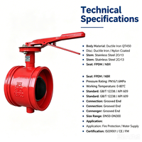 Vanne papillon rainurée pour système d'incendie à jet d'eau JIS 10K ANSI 150 #   BS pour OEM homologué FM, usage intensif