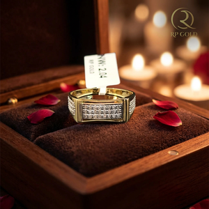 Premium <b>gold</b> <b>ring</b> with sparkling stone design for men stylish modern jewelry perfect for daily wear parties and special gifting - Product Image 2