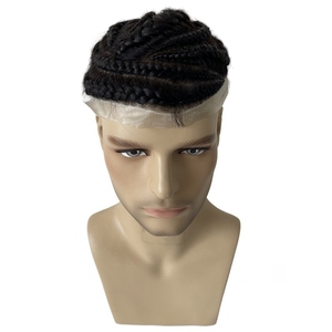 <span class=keywords><strong>Cabello</strong></span> humano virgen Postizos 1B Black Cornrow <span class=keywords><strong>Trenzas</strong></span> Tupé 8x10 Encaje central <span class=keywords><strong>con</strong></span> unidad AUS de perímetro de PU <span class=keywords><strong>para</strong></span> <span class=keywords><strong>hombres</strong></span> negros - Product Image 2