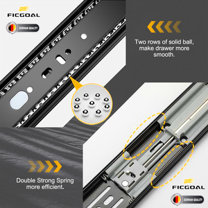 FICGOAL Customizable Cold Rolled Steel 3-Fold <strong>Soft</strong> <strong>Close</strong> <strong>Slide</strong> 45mm <strong>Drawer</strong> <strong>Slide</strong> for Industrial <strong>Suppliers</strong> Kitchen <strong>Drawer</strong> Rail - Product Image 2