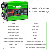 Contrôleur de charge solaire MPPT MYAMi Boost à prix avantageux, 1200W 600W réglable 48V 60V 72V, 30A 15A, entrée PV 12V-60V, avec écran LCD