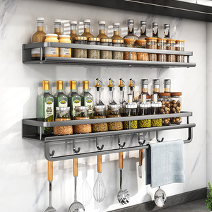 Estante de pared de acero al carbono con base hueca, barra para toallas y ganchos, tendencia 2026 para el hogar - Product Image 2