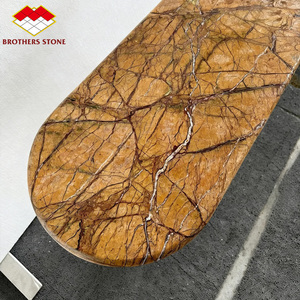Table <span class=keywords><strong>console</strong></span> en <span class=keywords><strong>marbre</strong></span> brun de forêt tropicale au design moderne, mobilier d'intérieur pour hôtel, villa, appartement, entrée, couloir - Product Image 5
