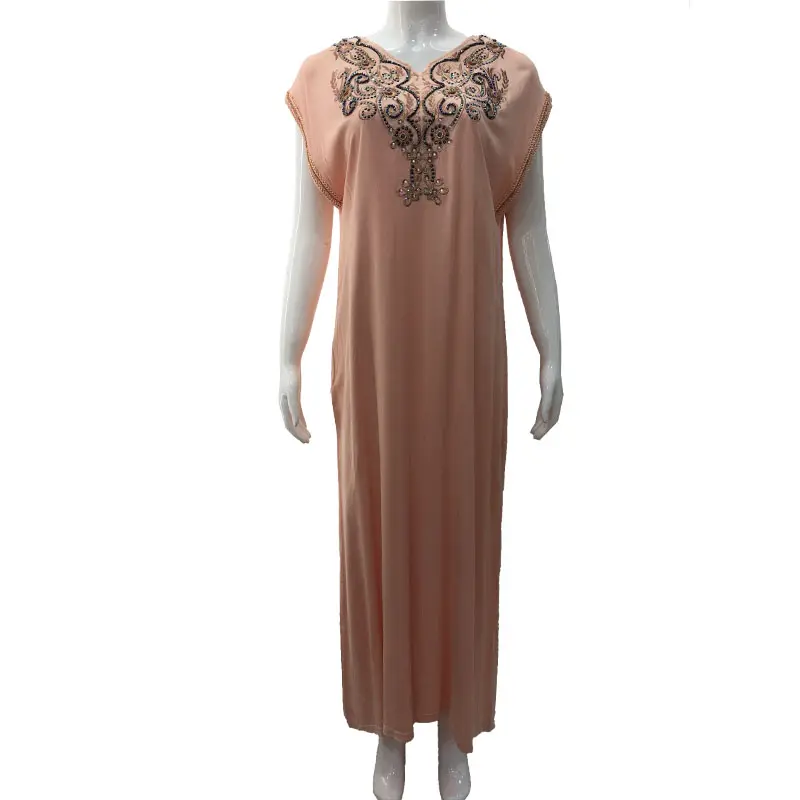 Hersteller Damen Sommer Luxus schicke islamische muslimische Damenkleidung Kaftan Diamantlanges Kleid