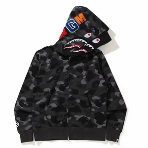 Double Cap Cross-Border Foreign Dropshipping BA <span class=keywords><strong>Shark</strong></span> Ape Head 3D Printed Zipper Hoodie Trendy Loose Camouflage Winter 26 - Product Image 4