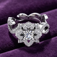 Bague de fiançailles en argent sterling 925 GRA de 14*14 mm, motif floral antique, moissanite, design vintage, bague de mariage pour femmes