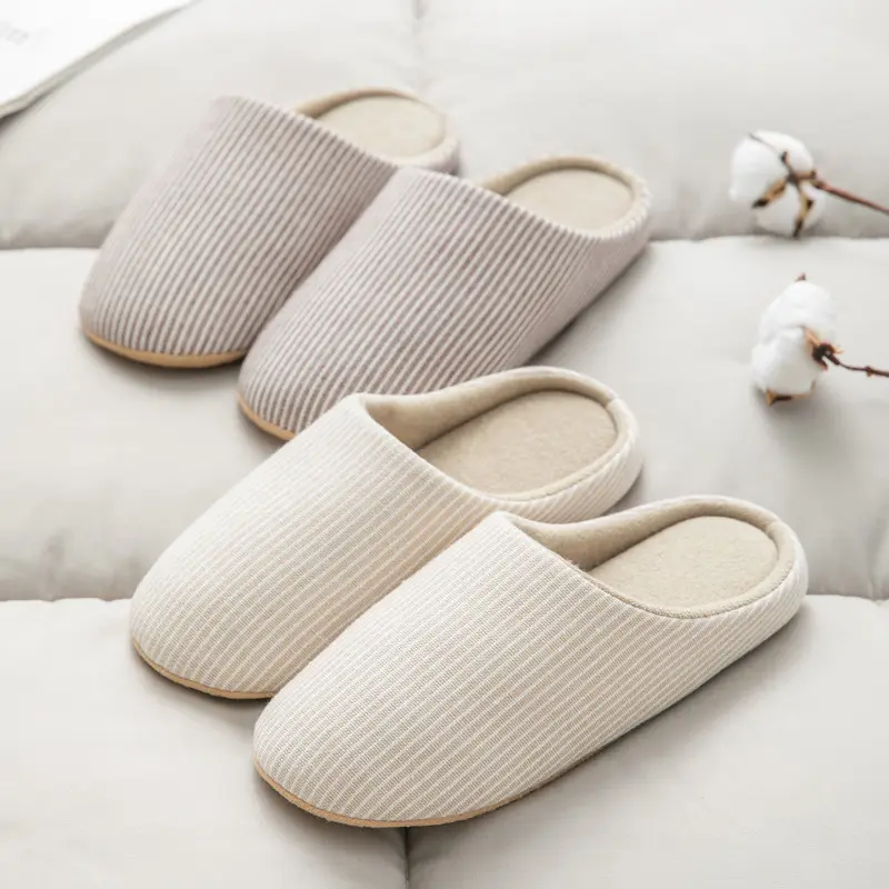 Vải cotton dễ thương CHA mẹ-con bông sang trọng lau TPR đế mềm yên tĩnh phong cách Nhật bản giày trong nhà người đàn ông Phụ nữ dép