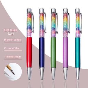 Stylo bille métallique coréen coloré avec strass et cristaux, modèle pour étudiants, couple, fournitures scolaires avec logo - Product Image 1