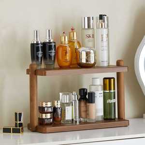 Double Layer Solid Wood <b>Desktop</b> <b>Shelf</b> Storage Rack For Desk Organizing Cosmetics Figurines Multipurpose Display Stand - Product Image 4