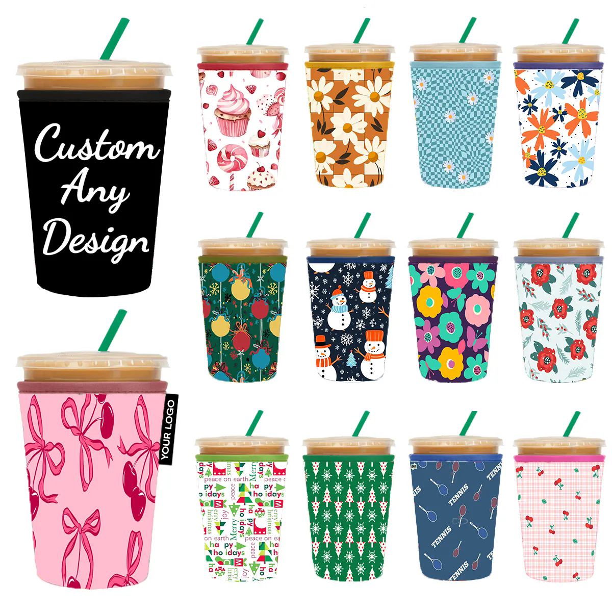 Cute Bernese Mountain Dog Neoprene Iced Coffee Sleeve – Reusable Cup Cover For 30-32oz Drinks