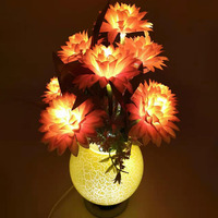 Vente en gros de lumière de fête décorative Grande pivoine en fibre optique fleur artificielle Led avec vase
