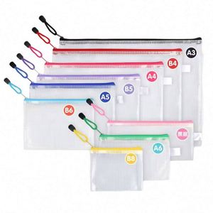 Sacs à fermeture éclair en maille multi-usages pour l'école, le bureau et la maison, pochette en plastique imperméable pour documents - Product Image 1